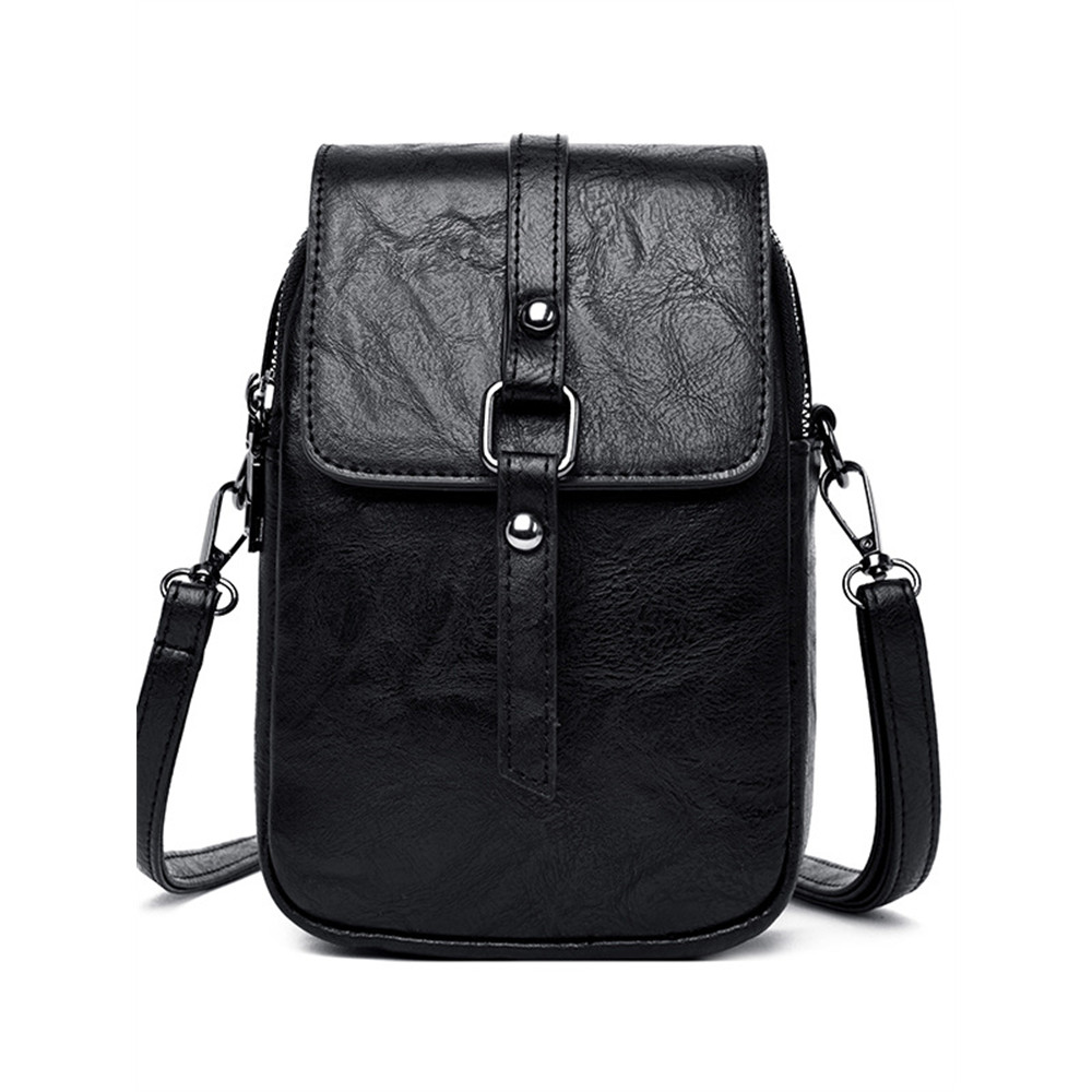 Vintage Studded Buckle Flap Mini Crossbody Bag
