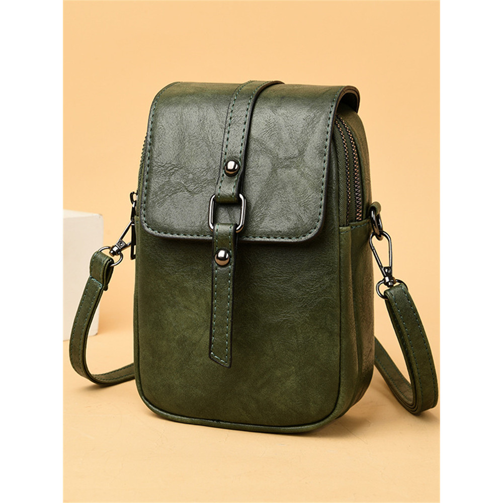 Vintage Studded Buckle Flap Mini Crossbody Bag