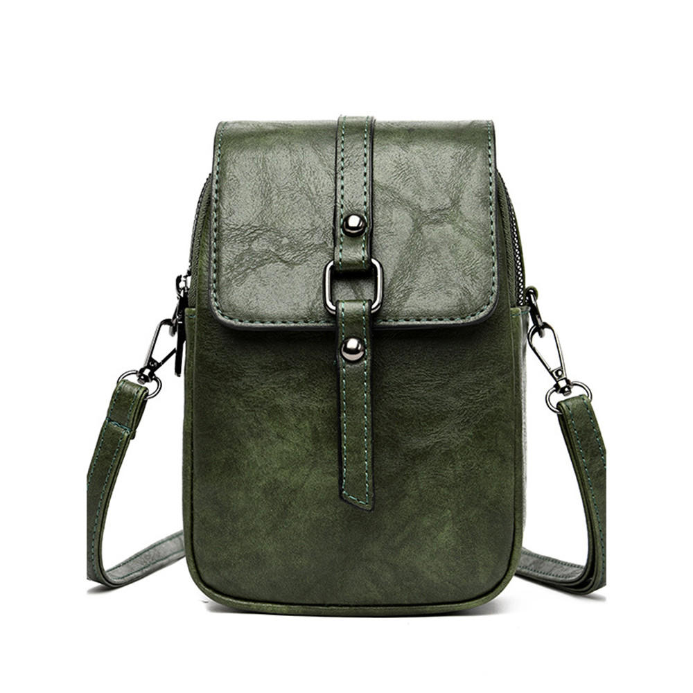 Vintage Studded Buckle Flap Mini Crossbody Bag