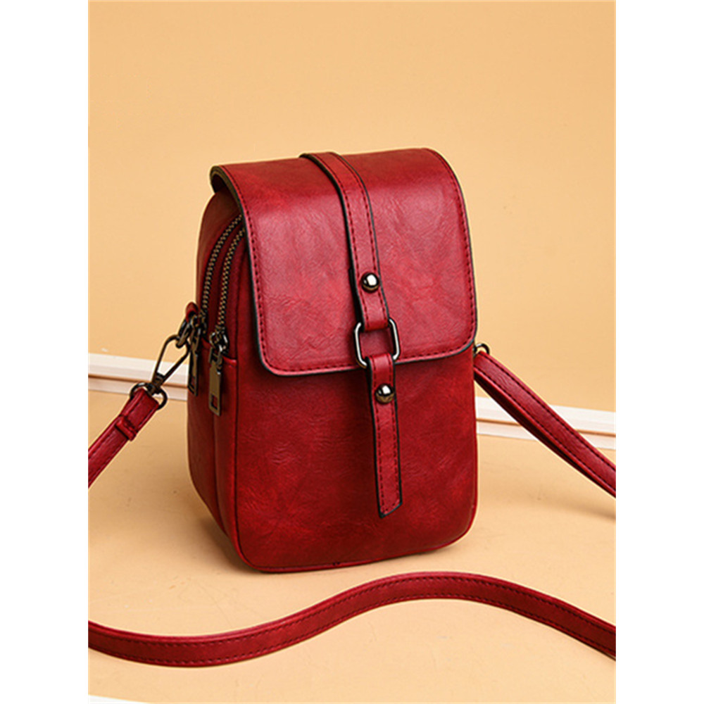 Vintage Studded Buckle Flap Mini Crossbody Bag