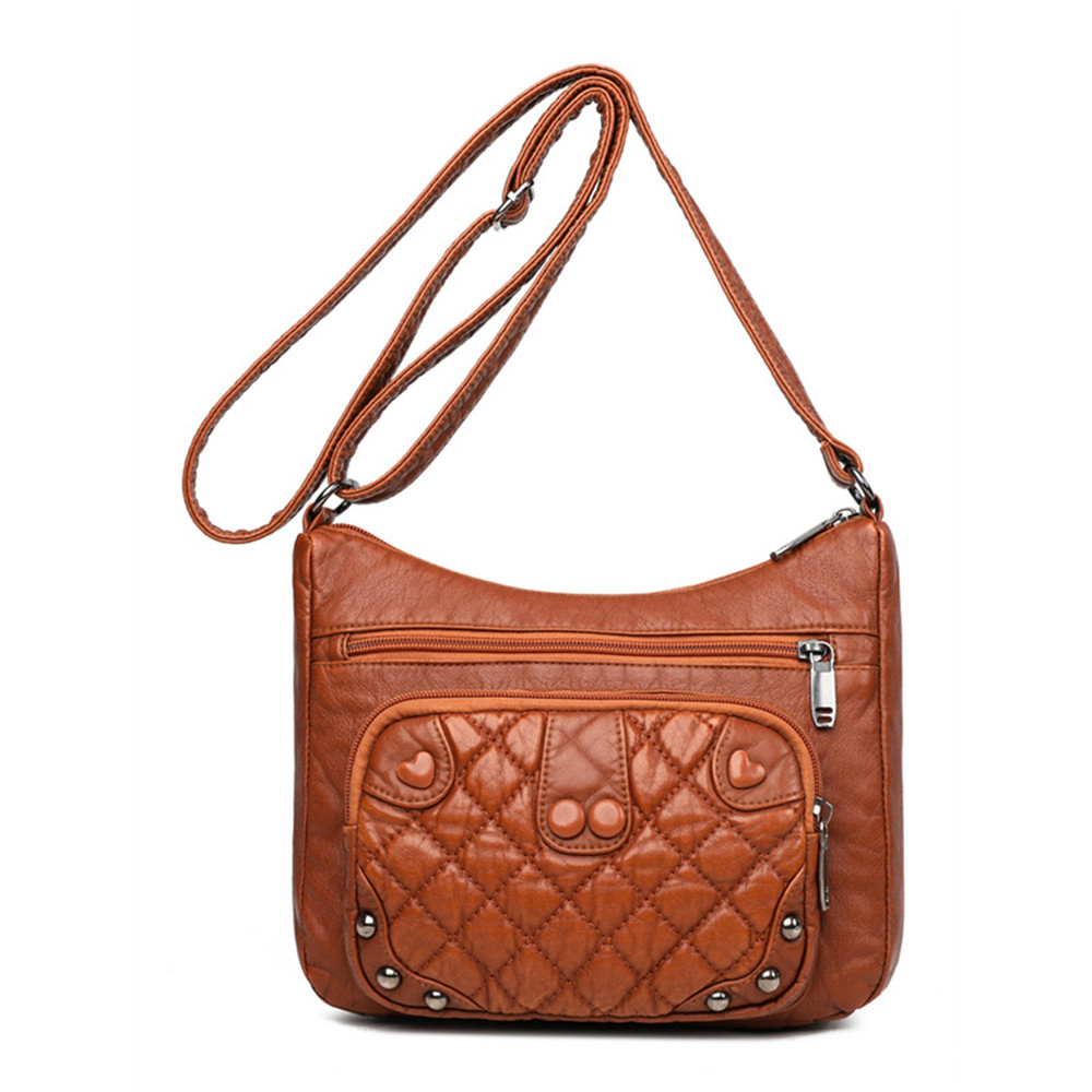 Vintage Studded Diamond Pattern Crossbody Bag