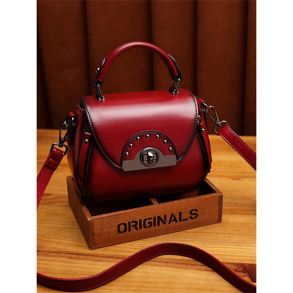 Vintage Studded Flap Crossbody Saddle Bag