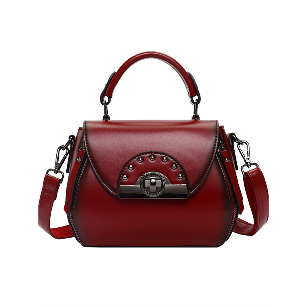 Vintage Studded Flap Crossbody Saddle Bag