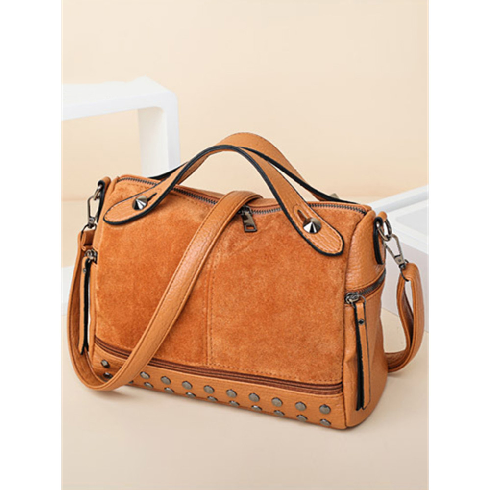 Vintage Studded Nubuck Patchwork Doctor Bag