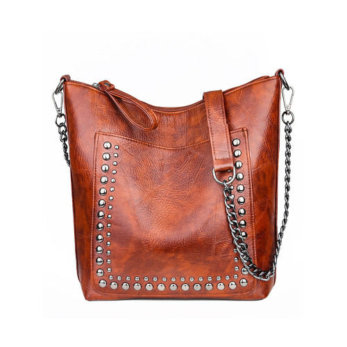 Vintage Studded Patch Pocket Utility Tote Bag