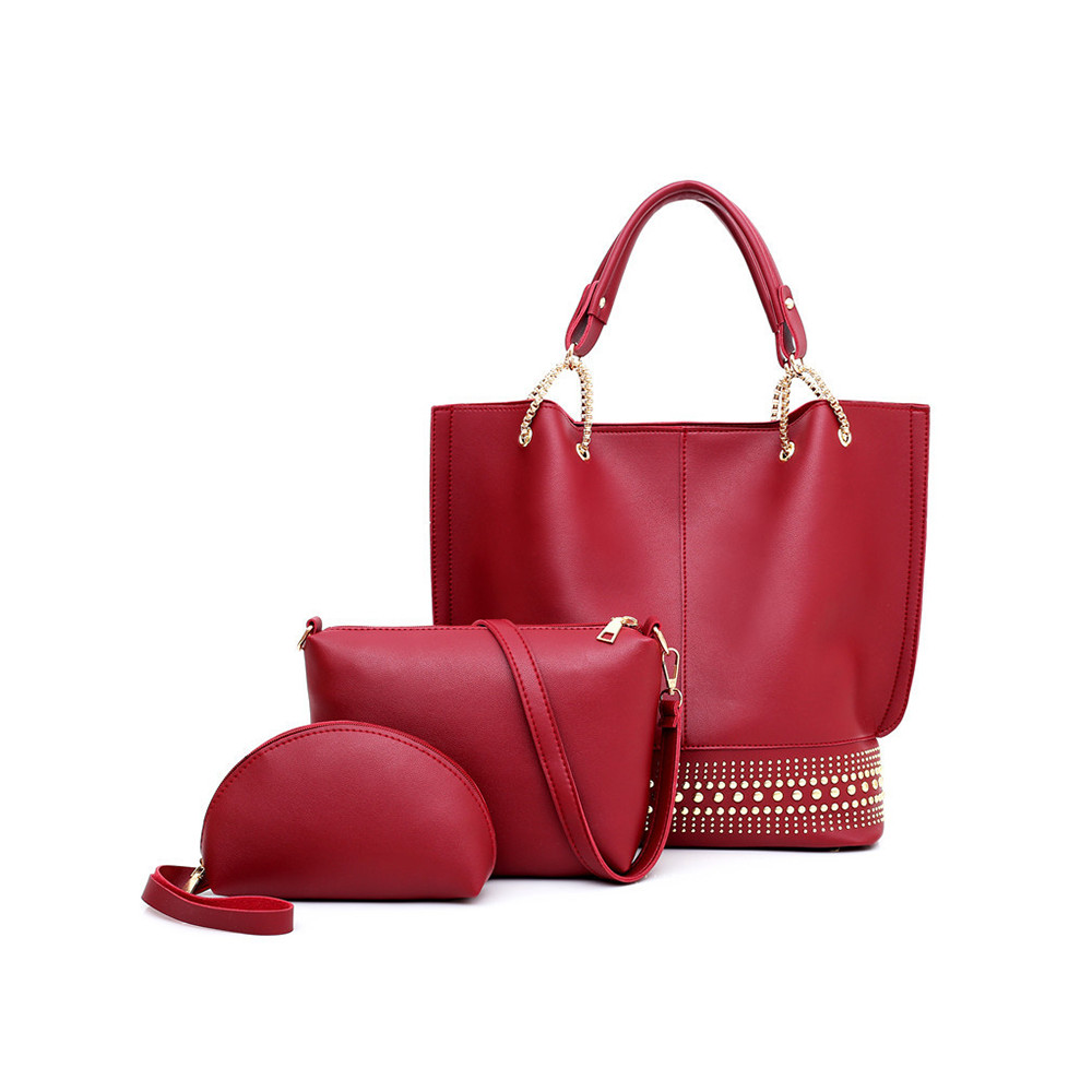 Vintage Studded Patchwork Utility Bags Set