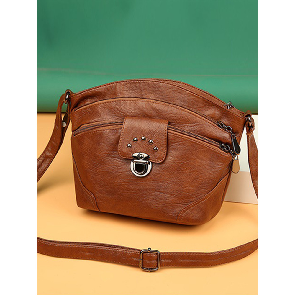 Vintage Studded Soft Leather Crossbody Bag
