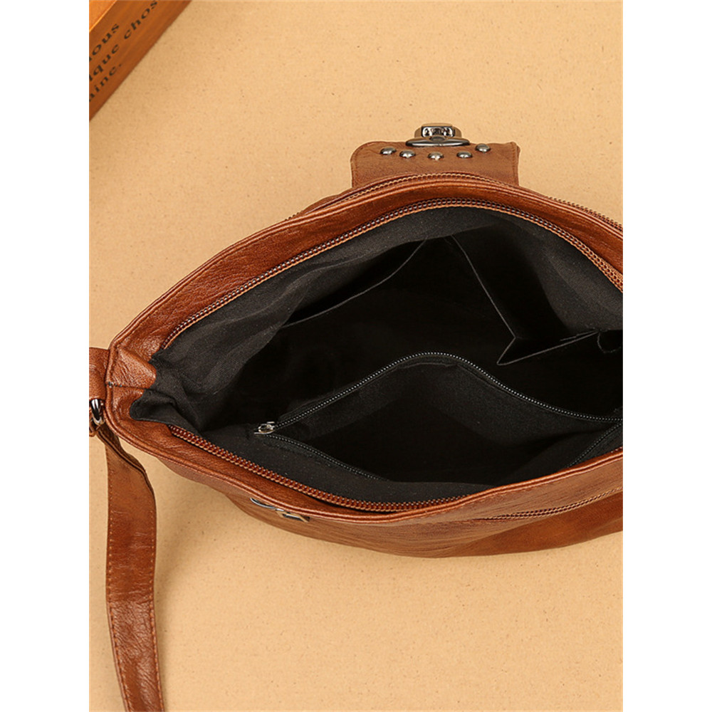 Vintage Studded Soft Leather Crossbody Bag