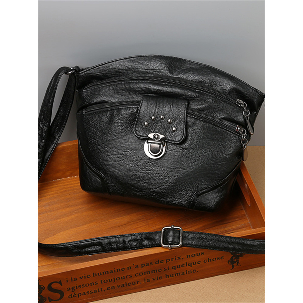 Vintage Studded Soft Leather Crossbody Bag