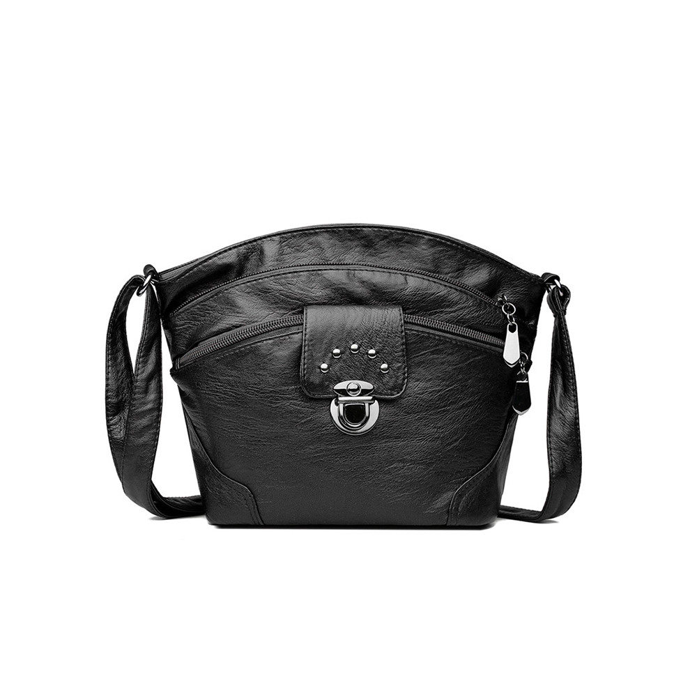 Vintage Studded Soft Leather Crossbody Bag