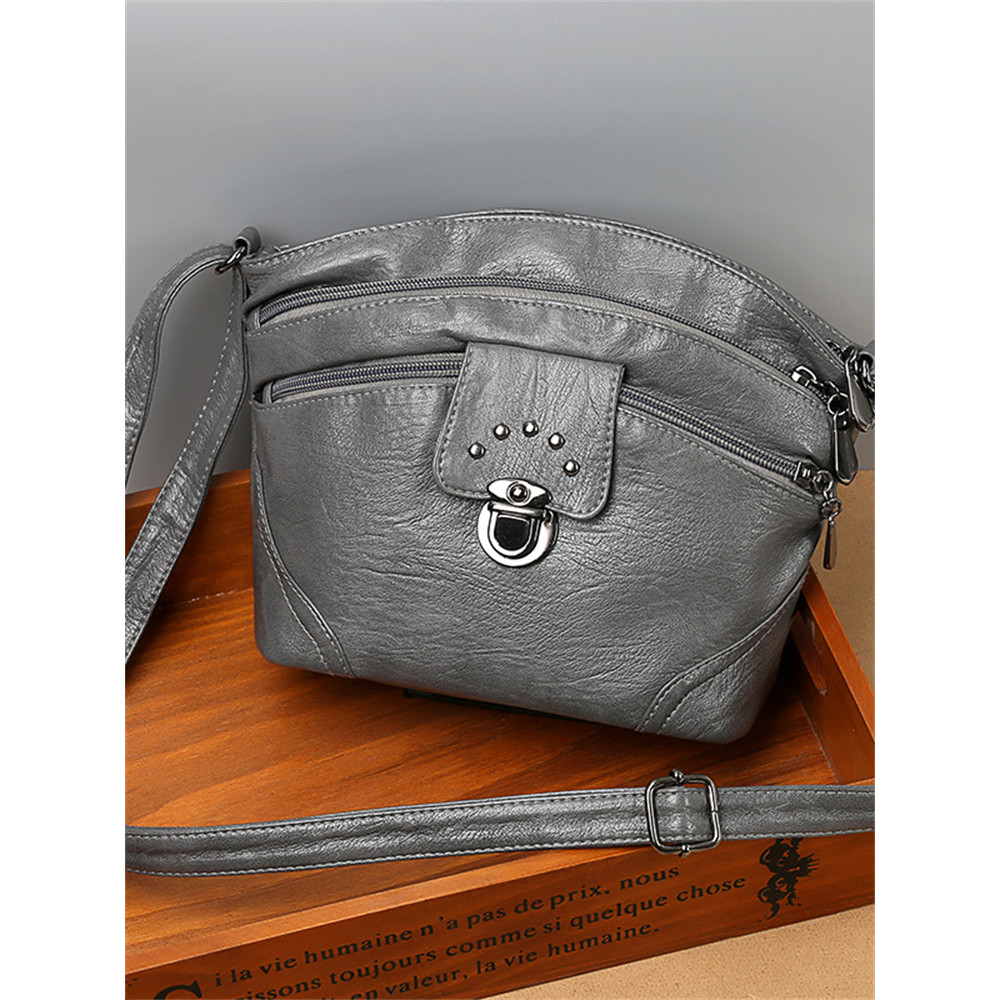 Vintage Studded Soft Leather Crossbody Bag