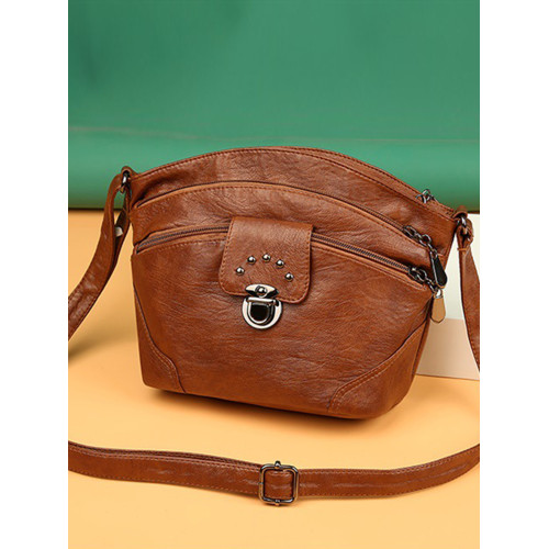 Vintage Studded Soft Leather Crossbody Bag