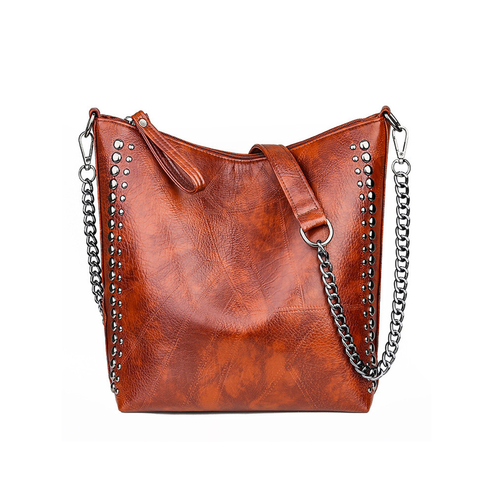 Vintage Studded Utility Big Tote Bag