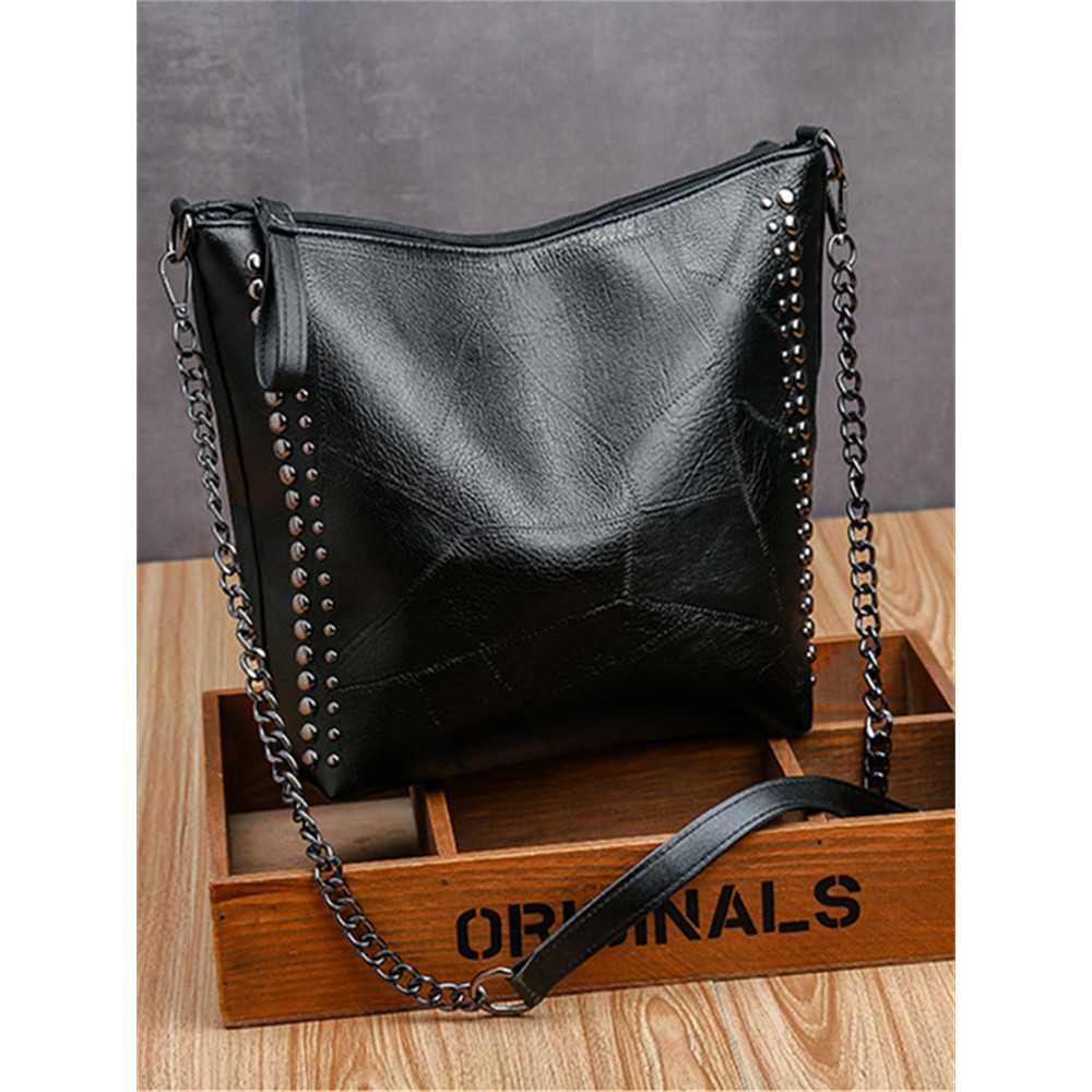 Vintage Studded Utility Big Tote Bag