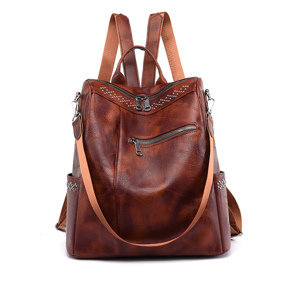 Vintage Studded Utility Shoulder Bag Backpack