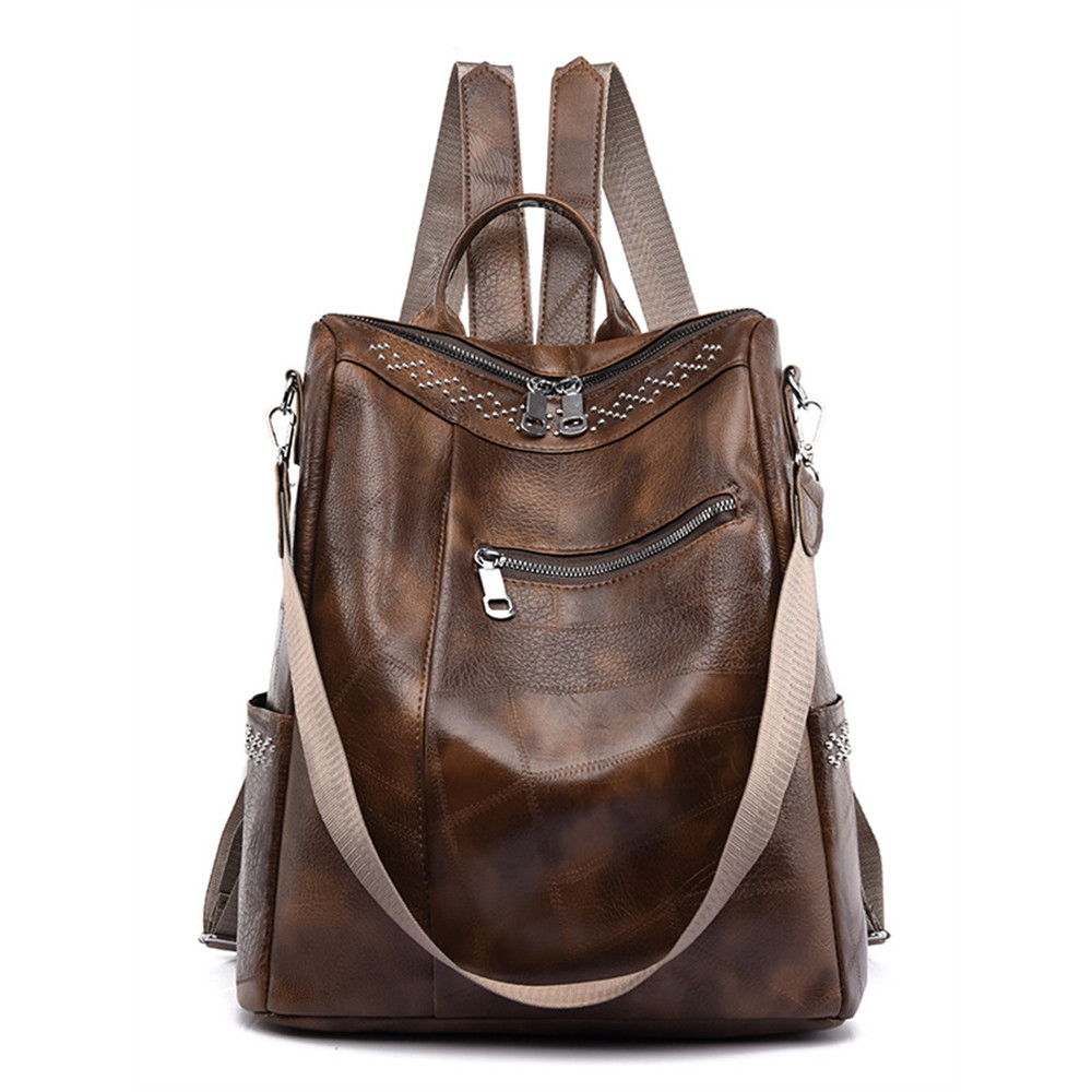 Vintage Studded Utility Shoulder Bag Backpack