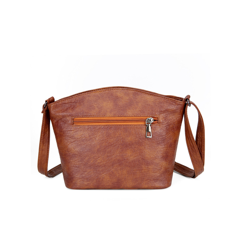 Vintage Studded Washed Leather Crossbody Bag