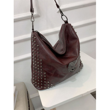 Vintage Stylish Skull Studded Utility Tote Bag