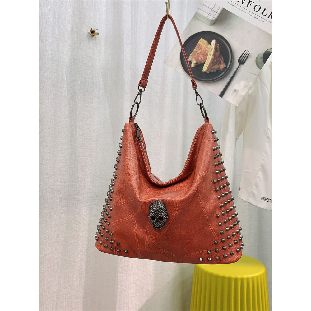 Vintage Stylish Skull Studded Utility Tote Bag