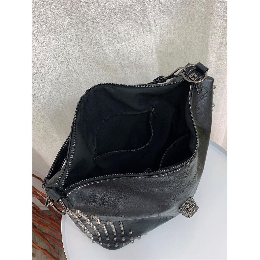 Vintage Stylish Skull Studded Utility Tote Bag