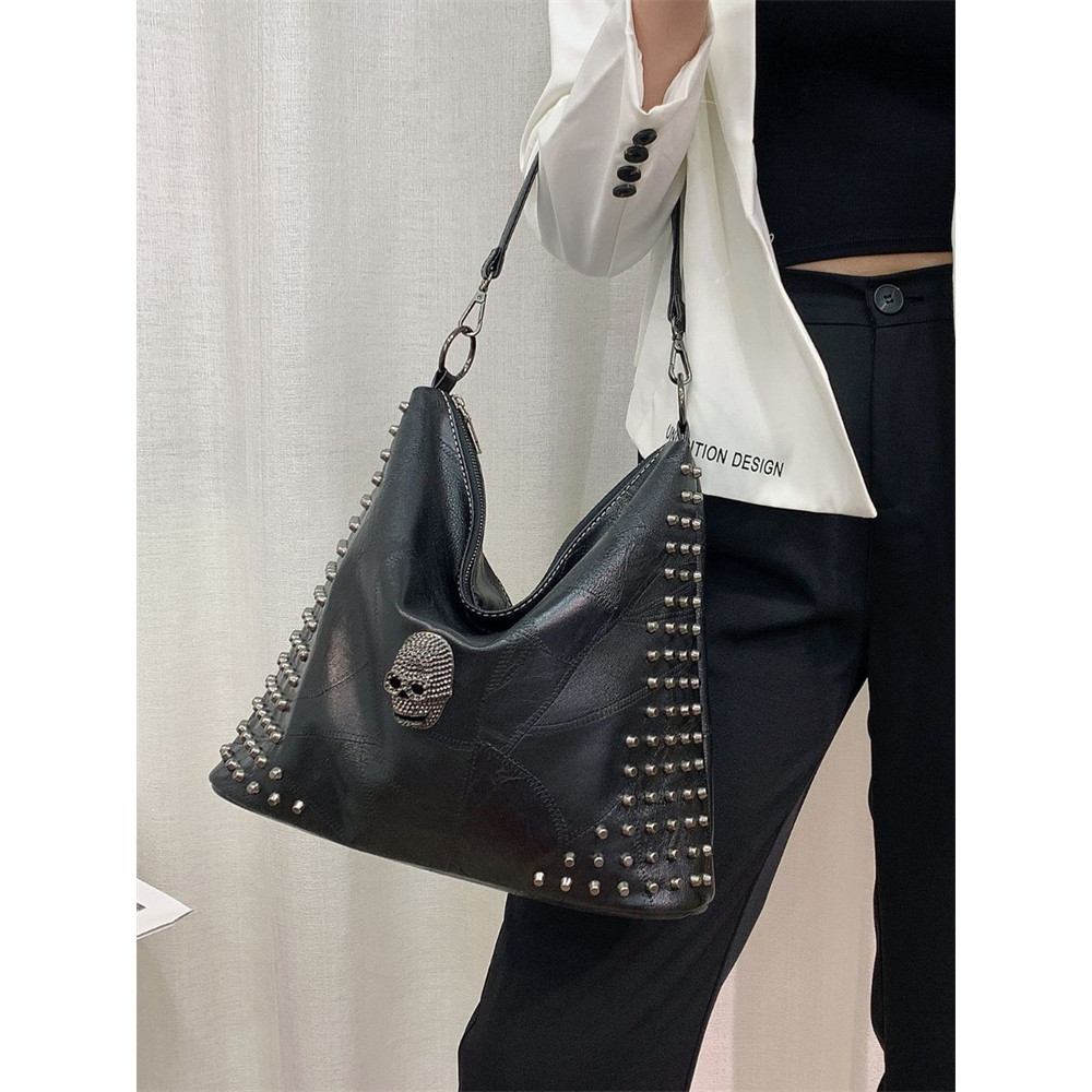 Vintage Stylish Skull Studded Utility Tote Bag