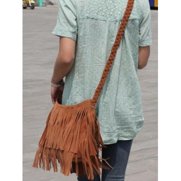 Vintage Tassels Braided Crossbody Suede Bag