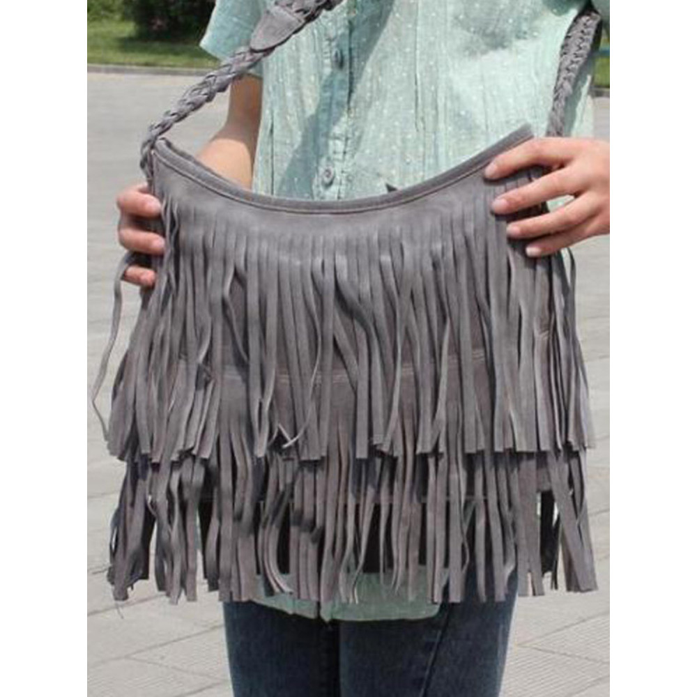Vintage Tassels Braided Crossbody Suede Bag