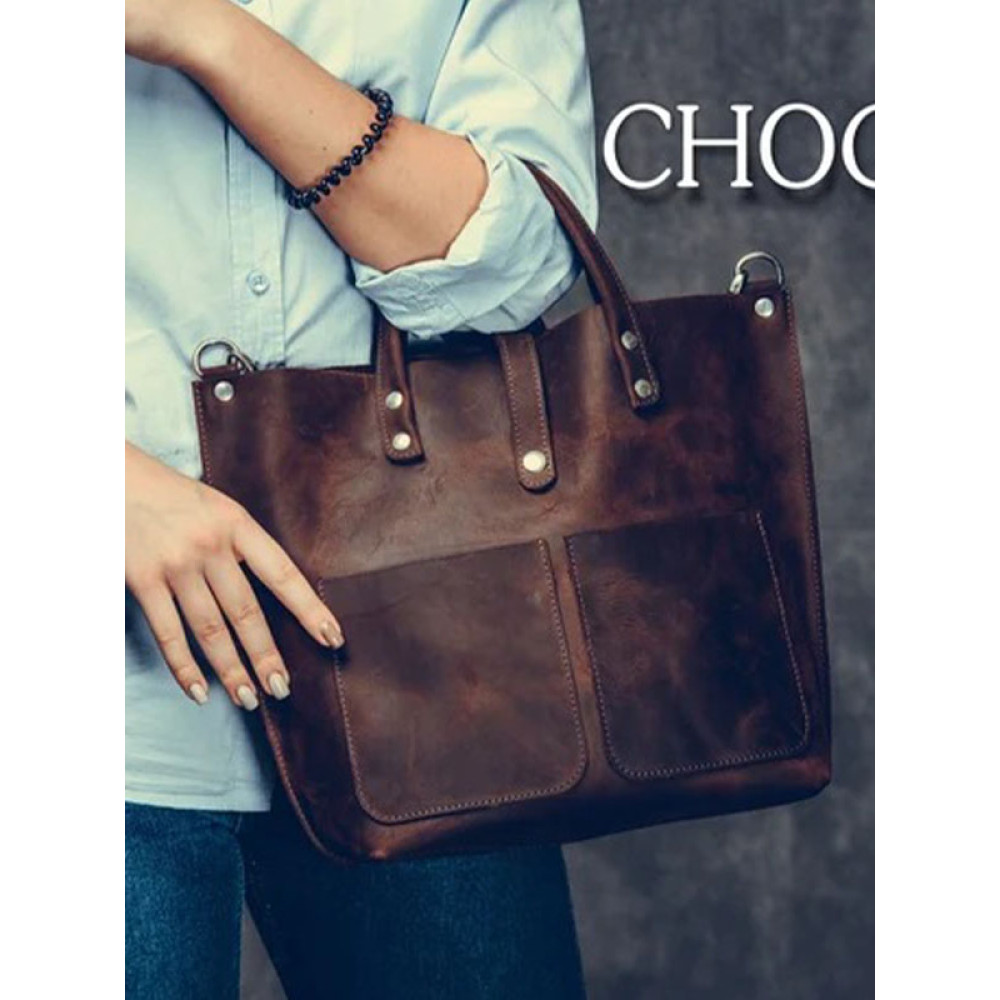 Vintage Tote Bag With Wooden Handles