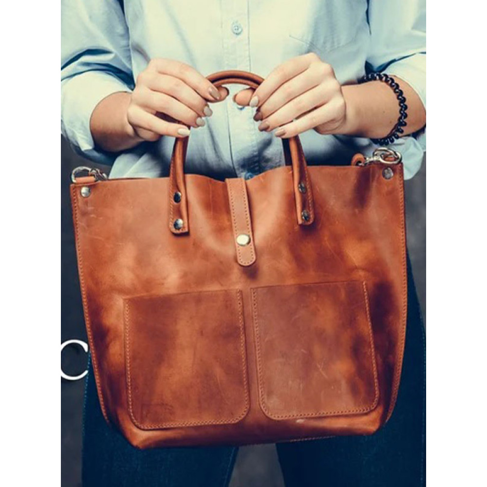 Vintage Tote Bag With Wooden Handles
