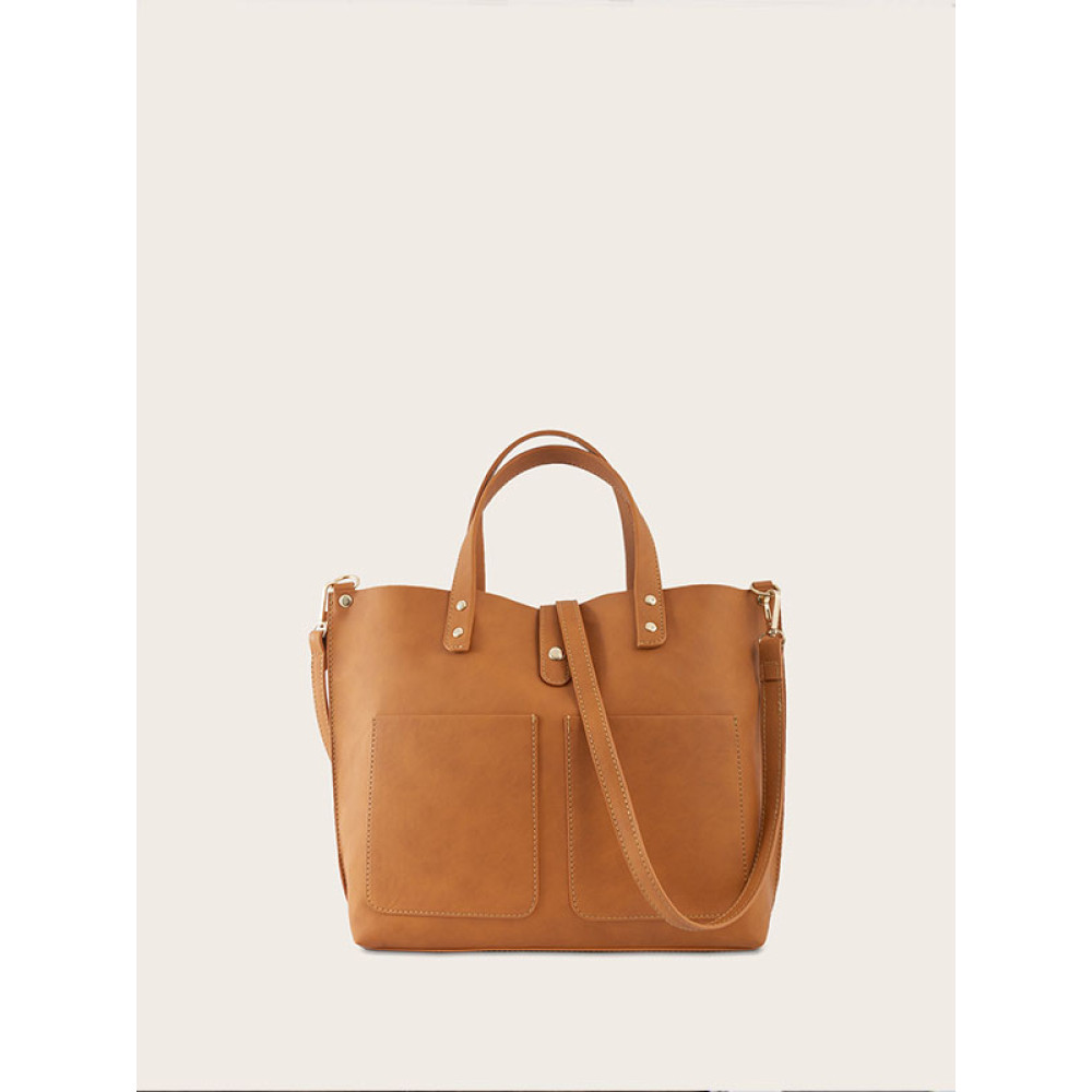 Vintage Tote Bag With Wooden Handles
