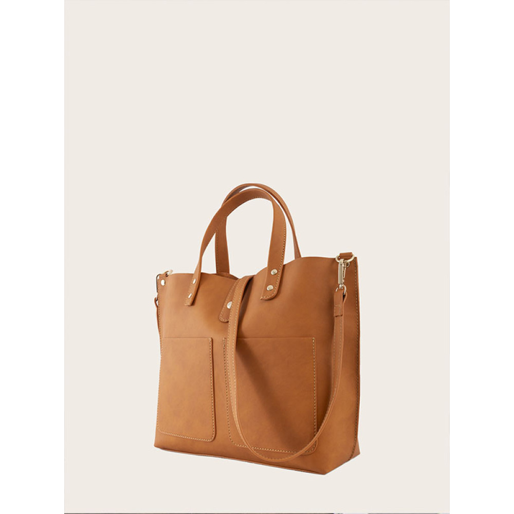 Vintage Tote Bag With Wooden Handles