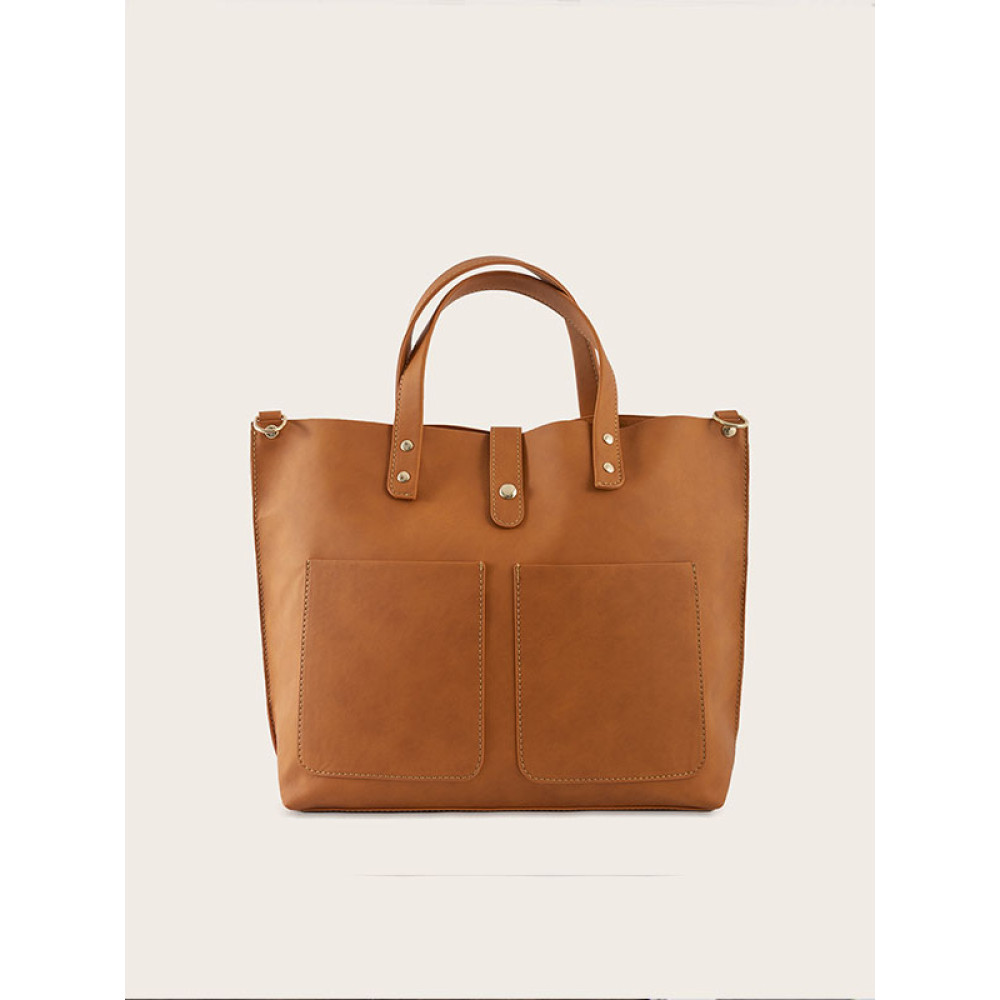 Vintage Tote Bag With Wooden Handles