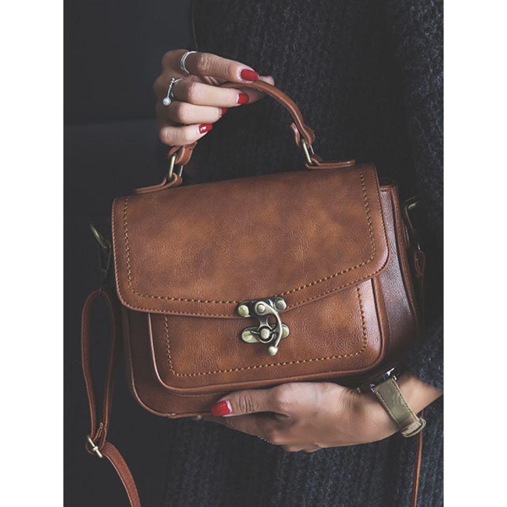 Vintage Unique Buckle Crossbody Bag