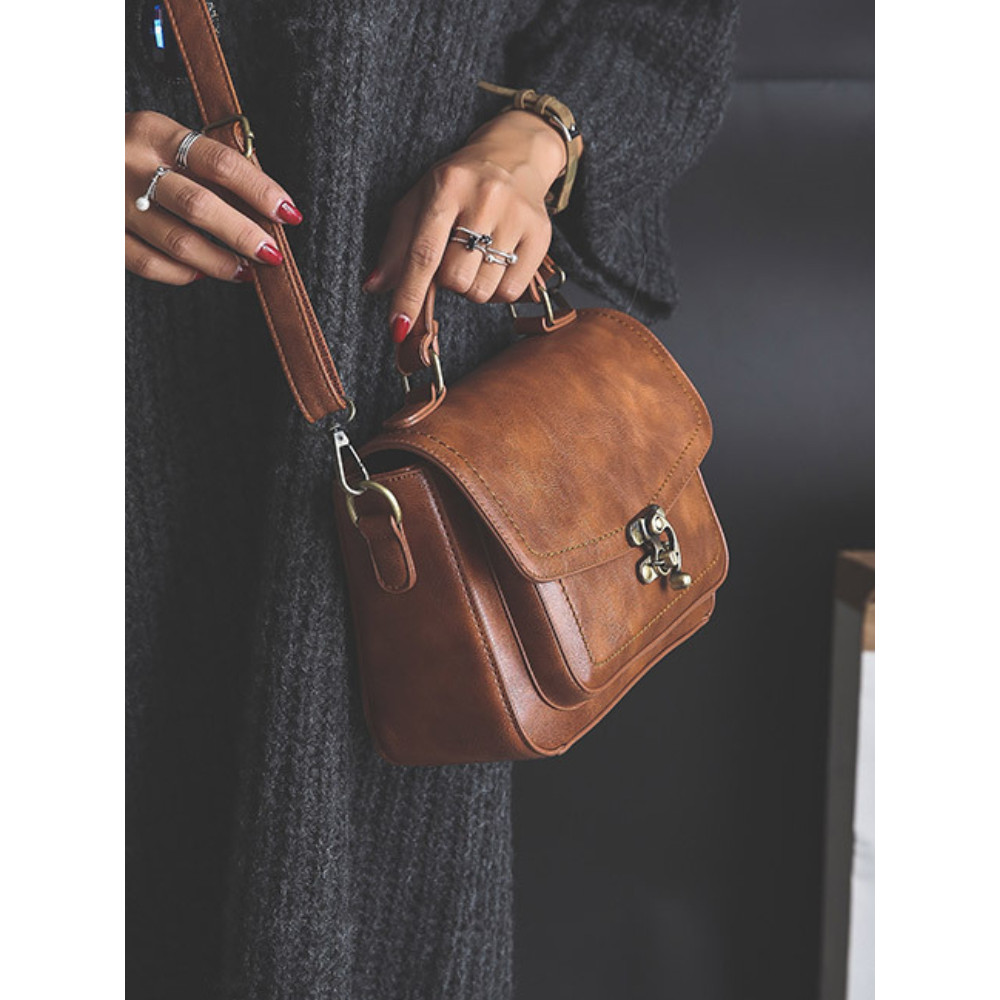 Vintage Unique Buckle Crossbody Bag