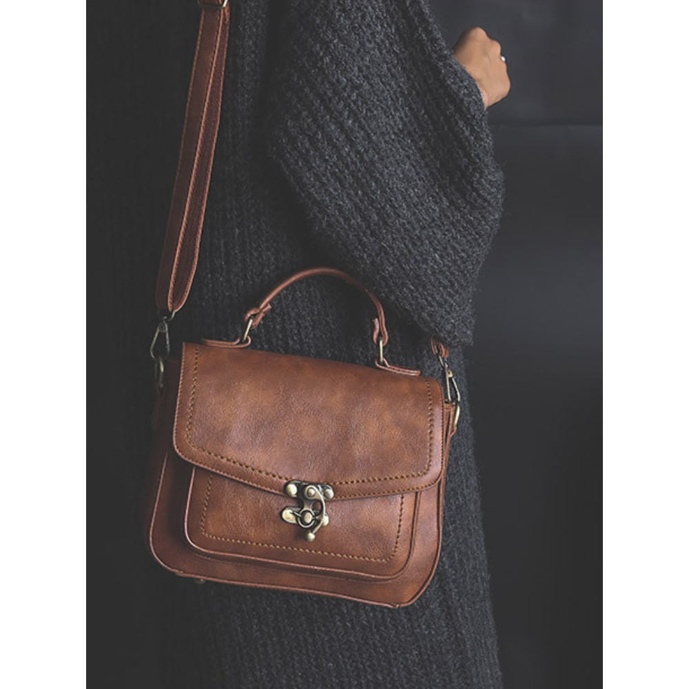 Vintage Unique Buckle Crossbody Bag