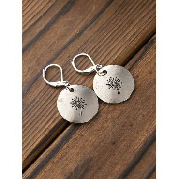 Vintage Unique Dandelion Carving Earrings