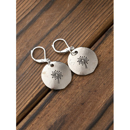 Vintage Unique Dandelion Carving Earrings