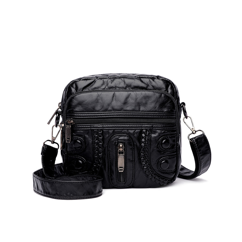 Vintage Washed Leather Utility Crossbody Bag