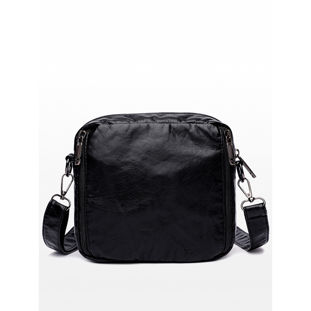 Vintage Washed Leather Utility Crossbody Bag
