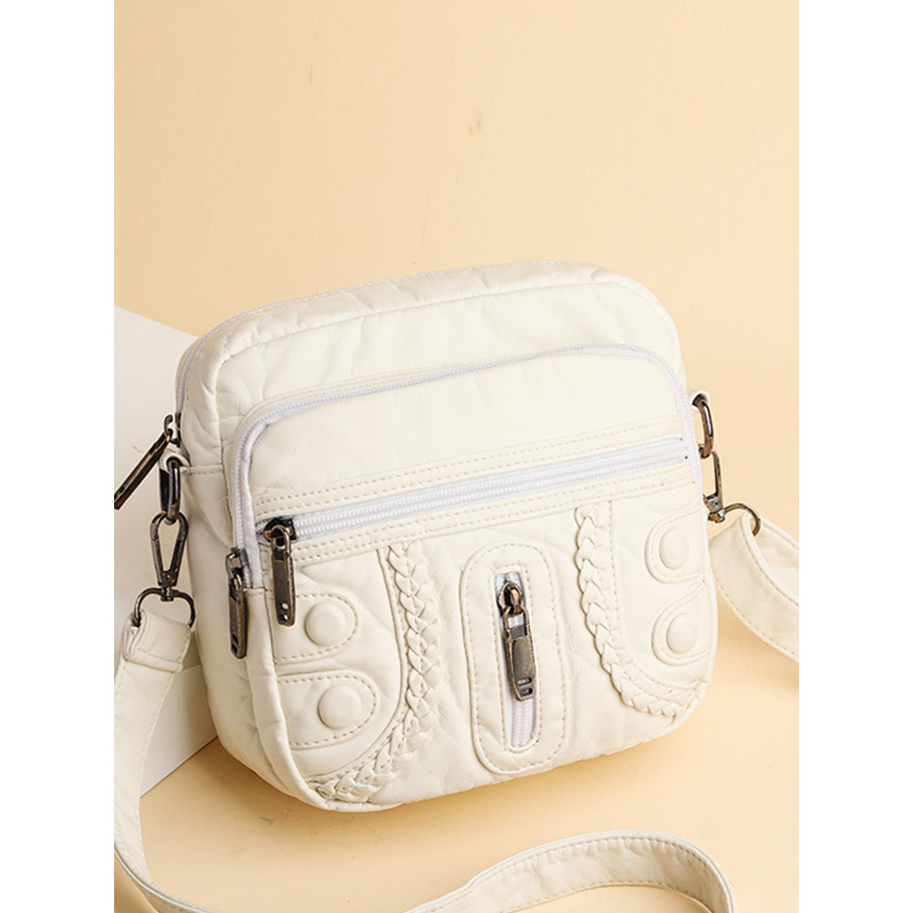 Vintage Washed Leather Utility Crossbody Bag