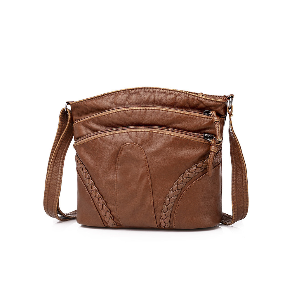 Vintage Washed Leather Utility Crossbody Bag