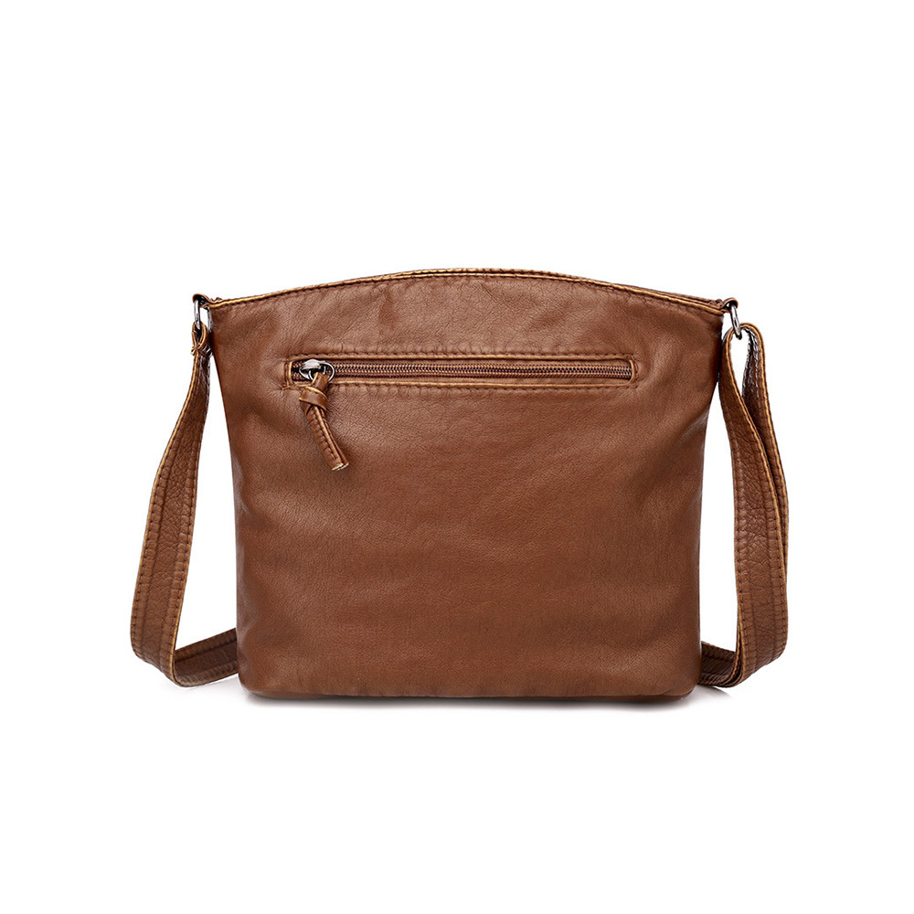 Vintage Washed Leather Utility Crossbody Bag