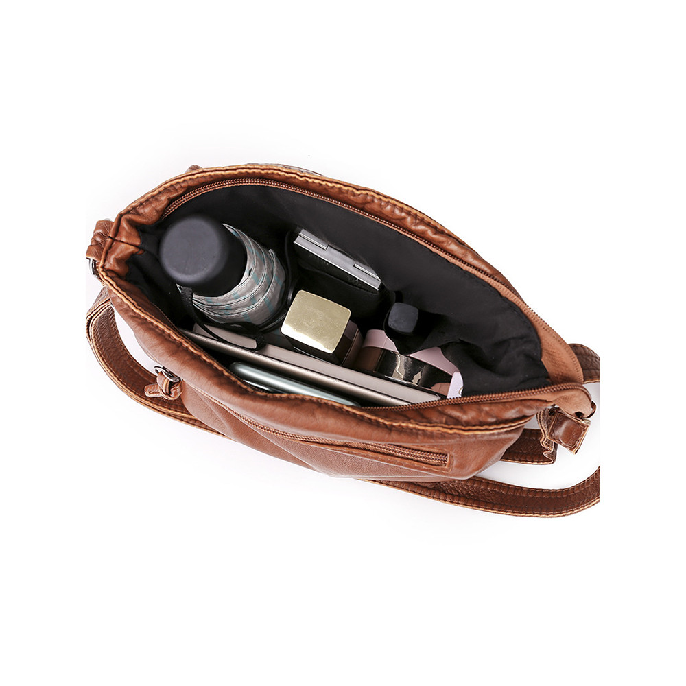 Vintage Washed Leather Utility Crossbody Bag