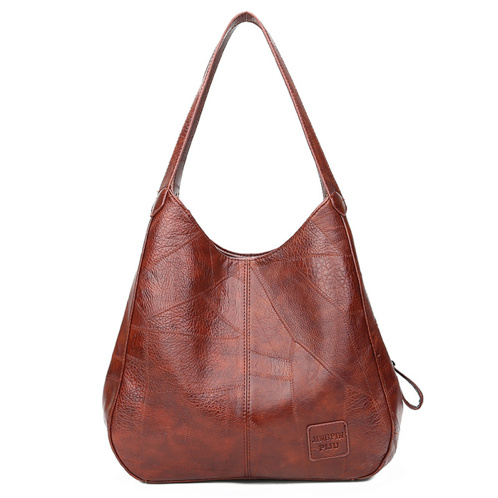 Vintage Washed Soft Leather Utility Shoulder Bag