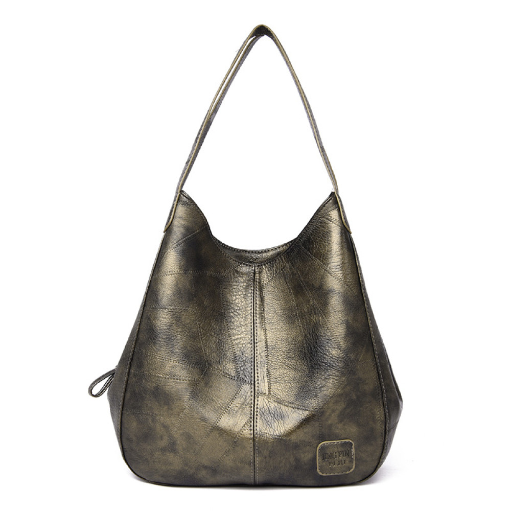 Vintage Washed Soft Leather Utility Shoulder Bag