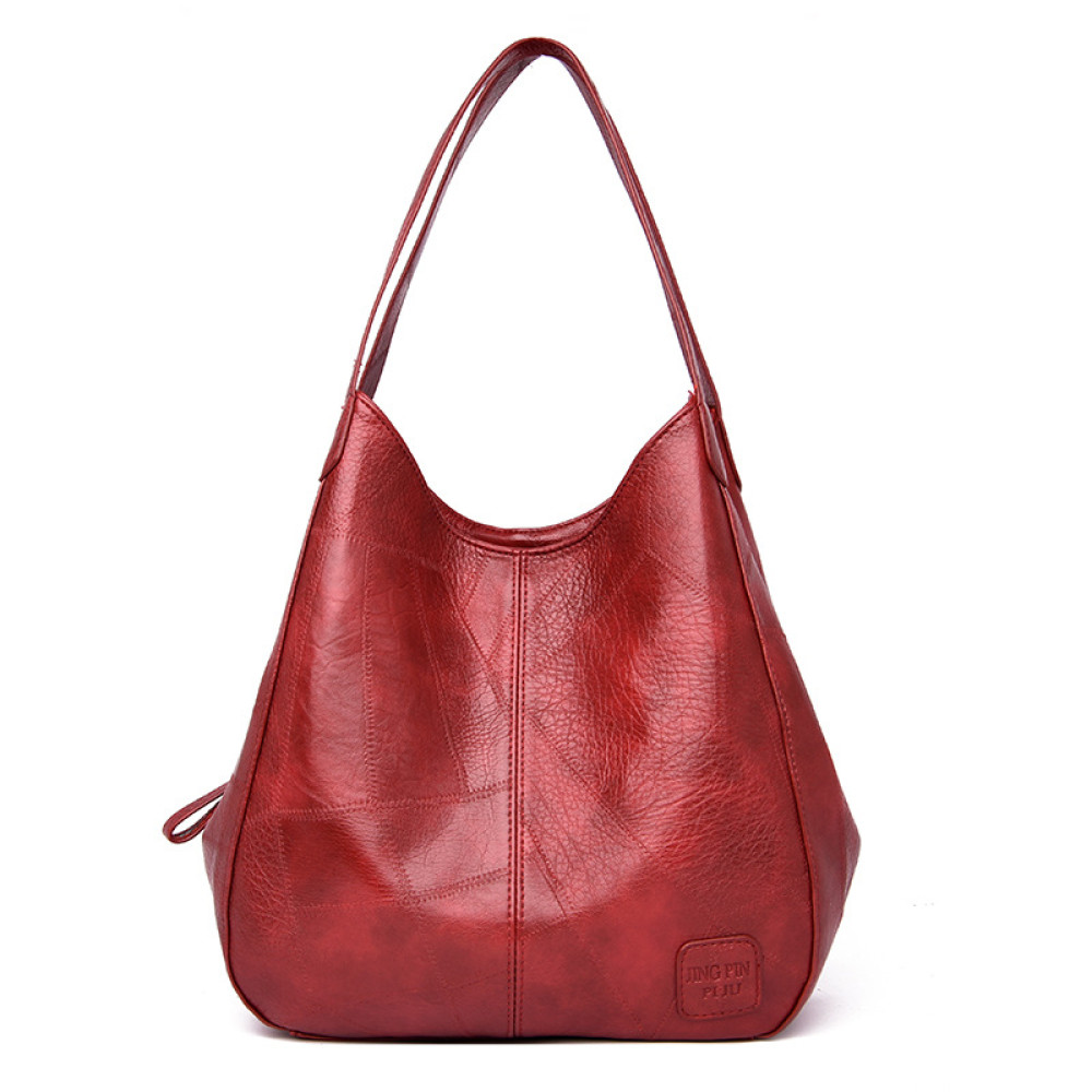 Vintage Washed Soft Leather Utility Shoulder Bag