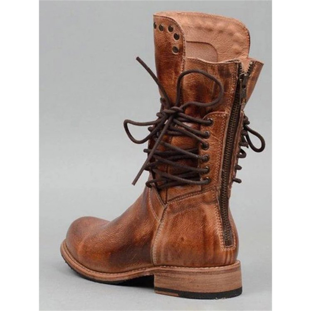 Vintage Washed Studded Laced Boots
