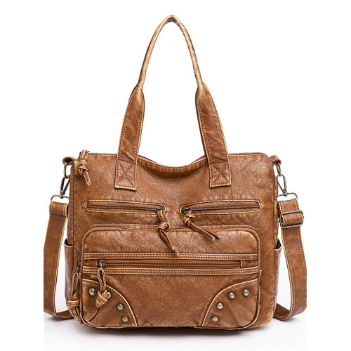 Vintage Washed Studded Utility Crossbody Shoulder Bag