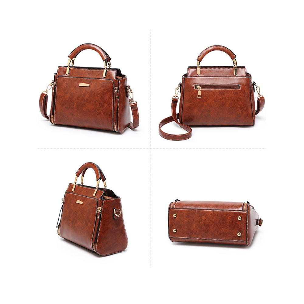 Vintage Zip Up Patch Utility Crossbody Bag
