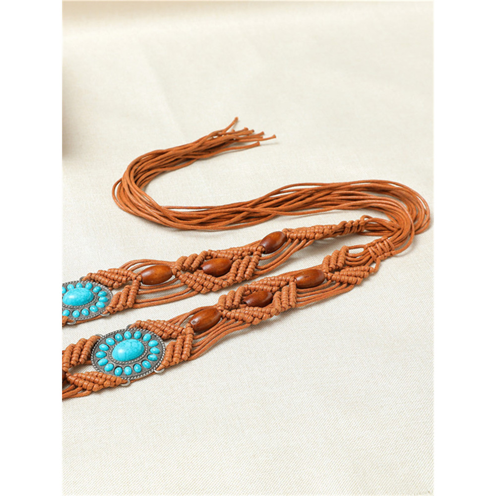 Western Turquoise Hand Woven Beaded Belt